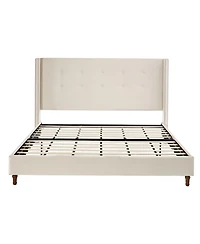 Streamdale Furniture Peyton King Bed Ivory Velvet Tufted Wingback