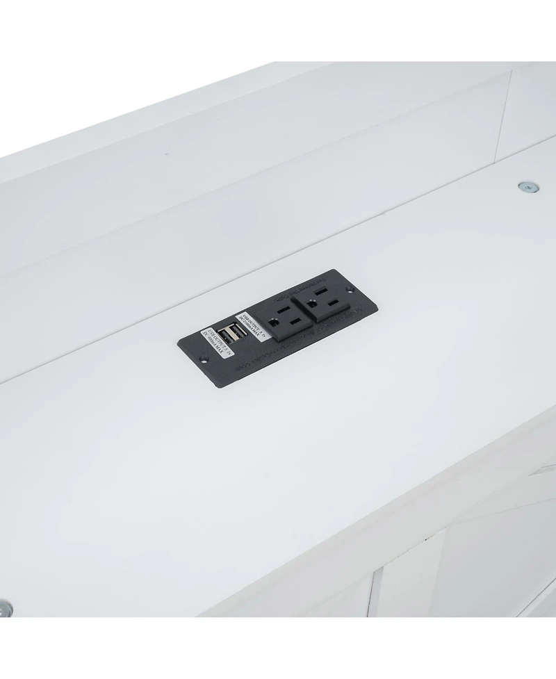 Full Size Wooden Storage Bed with Twin Trundle and Outlets