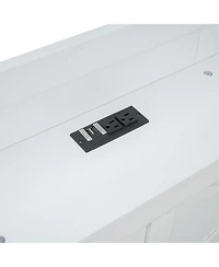 Full Size Wooden Storage Bed with Twin Trundle and Outlets