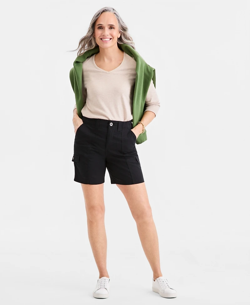Style & Co Women's Petite Mid-Rise Comfort-Waist Cargo Shorts, Macy's Exclusive