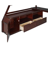 Streamdale Furniture Full Loft Bed with 7 Drawers 2 Shelves and Desk
