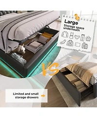 Streamdale Furniture Twin-Size Upholstered Led Bed with Hydraulic Storage