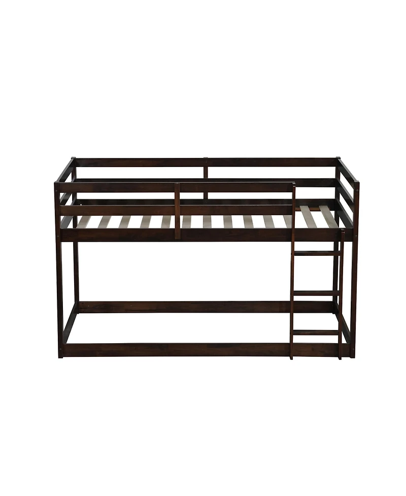 Streamdale Furniture Twin Over Twin Loft Bed with Wood Platform, Espresso
