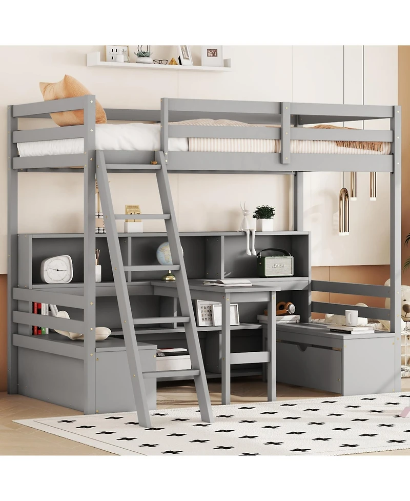 Streamdale Furniture Twin Loft Bed with Storage & Desk