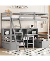 Streamdale Furniture Twin Loft Bed with Storage & Desk