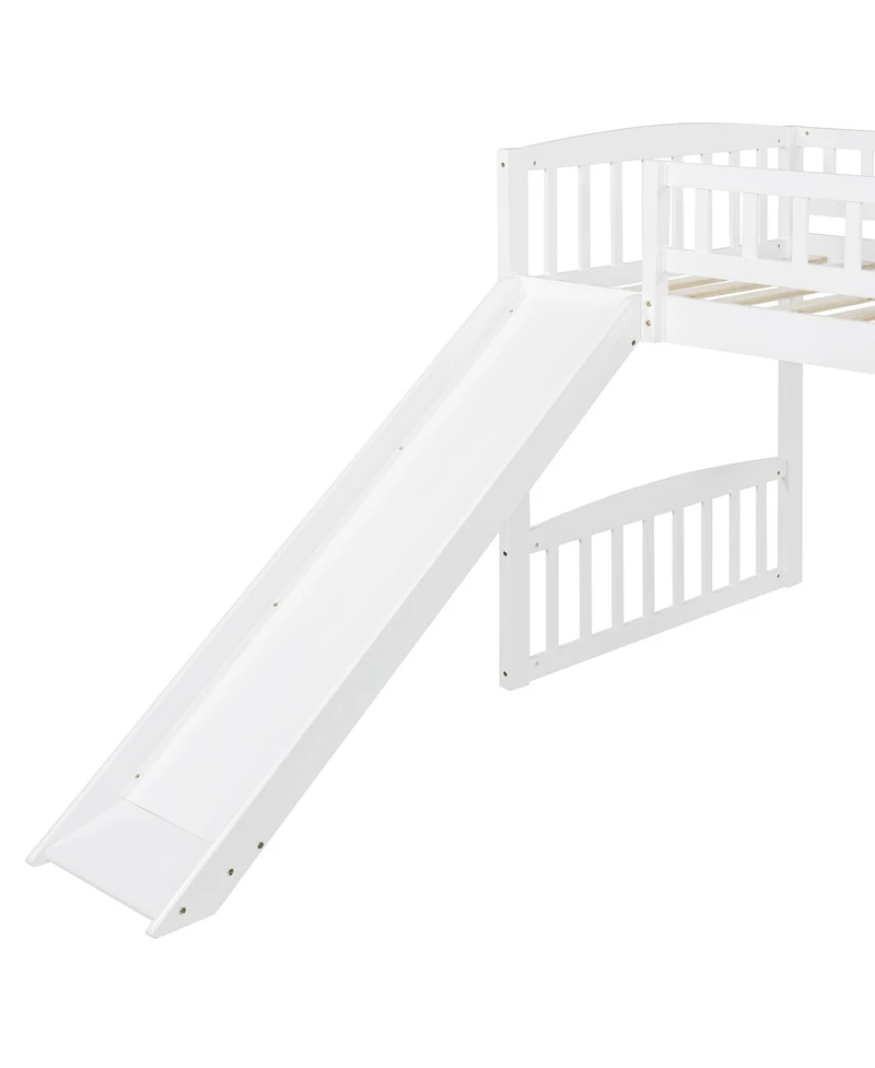 Streamdale Twin Size Wood Loft Bed with Slide and Ladder Bed