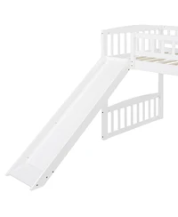 Streamdale Twin Size Wood Loft Bed with Slide and Ladder Bed