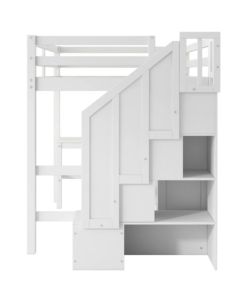 Streamdale Furniture Full Loft Bed with Desk, Drawers & Storage Staircase