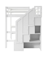 Streamdale Furniture Full Loft Bed with Desk, Drawers & Storage Staircase