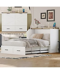 Streamdale Furniture Farmhouse Murphy Bed with Charging & Storage