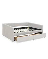 Streamdale Furniture Beige Linen Upholstered Daybed with Trundle