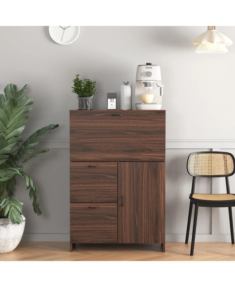 Streamdale Furniture Fold-Up Desk Cabinet with Shelves and Storage