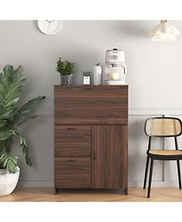 Streamdale Furniture Fold-Up Desk Cabinet with Shelves and Storage