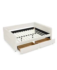 Streamdale Furniture Boucle Tufted Daybed with Trundle and Drawers (Queen)