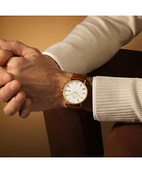 Porsamo Bleu Men's Veritas 1 Genuine Leather Band Watch 1361DVEL