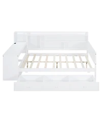 Streamdale Furniture Full Size Wooden Daybed With 3 Drawers, Usb Ports and desk