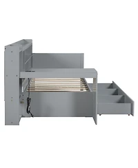 Streamdale Furniture Twin Size Wooden Daybed With 3 Drawers, Usb Ports and desk