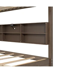 Streamdale Furniture Queen over Storage Bunk Bed with Usb Ports