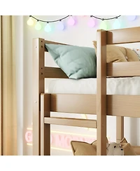 Streamdale Furniture Streamdale Triple Twin Oak Bunk Bed with Guardrails and Ladders
