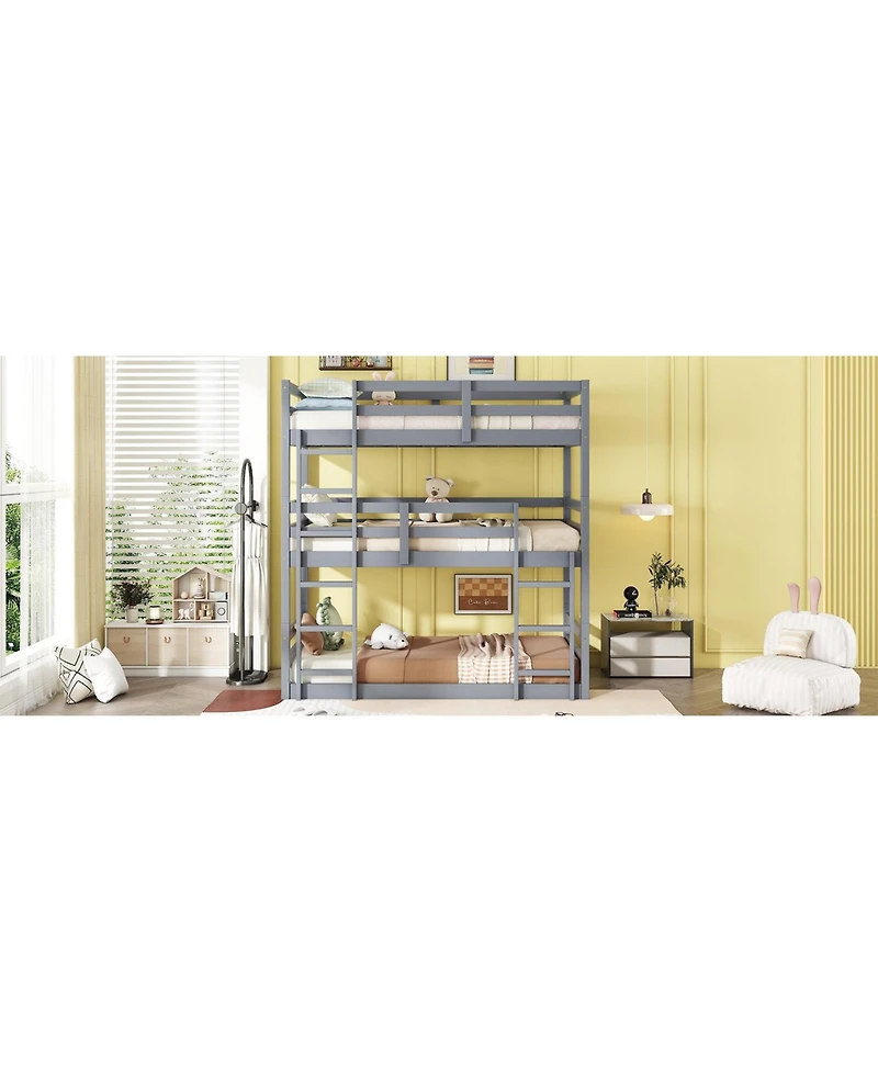 Streamdale Furniture Streamdale Triple Twin Bunk Bed, Detachable, Rubber Wood