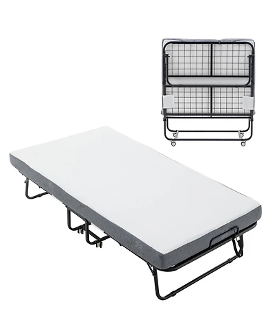 Streamdale Furniture Foldable Guest Bed with Memory Foam Mattress and Storage Cover (Scot Size