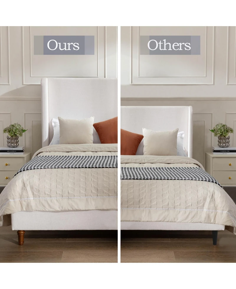 Streamdale Hayden Wingback Upholstered King Bed (54" Headboard) / Textured Ivory Canvas