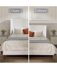 Streamdale Hayden Wingback Upholstered King Bed (54" Headboard) / Textured Ivory Canvas