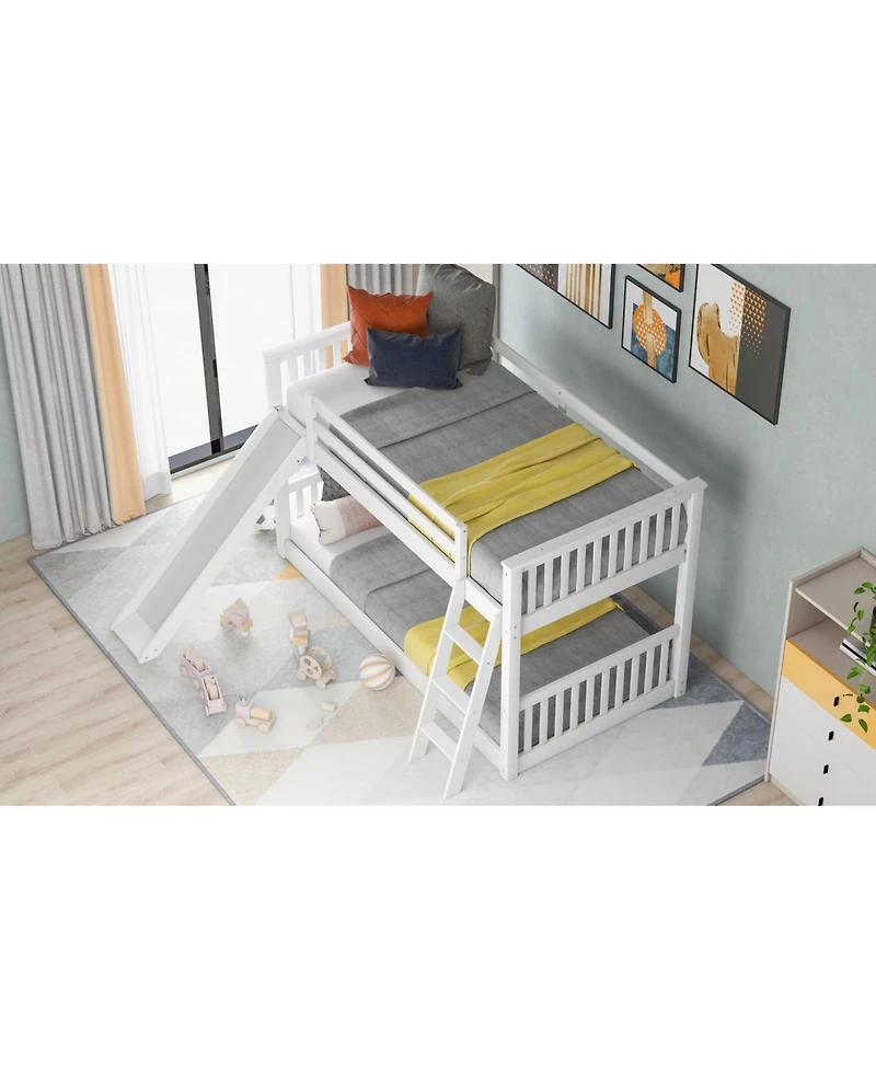 Streamdale Furniture Twin over Twin Wood Convertible Slide and Ladder Bunk Bed