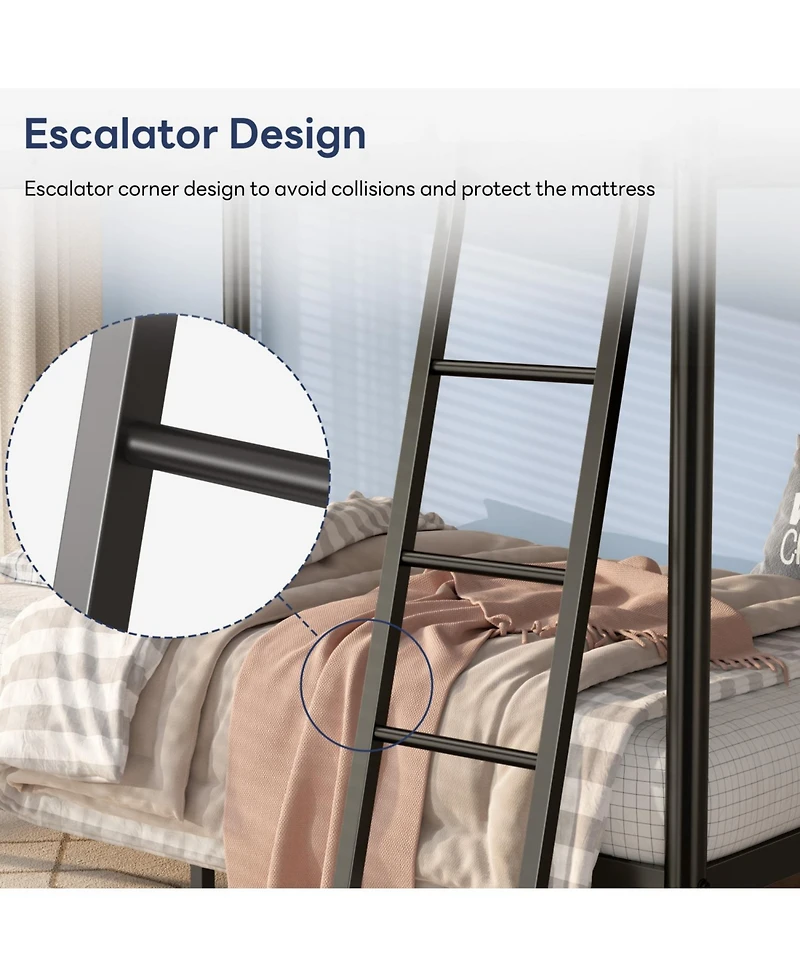 Streamdale Furniture Metal Bunk Bed, Twin Over Twin Size