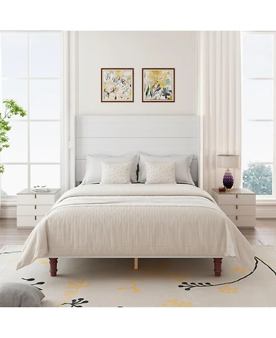 Streamdale Furniture White Queen Bed with 54" Headboard for Reading and Relaxation