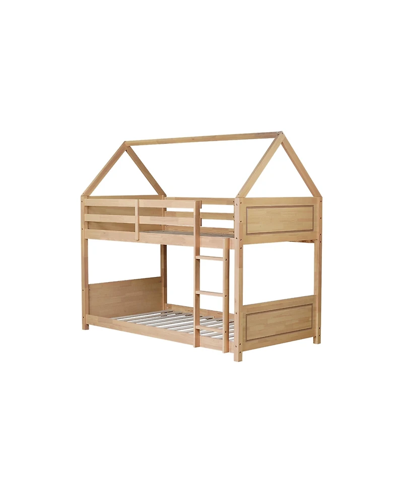 Streamdale Furniture Streamdale Twin Over Twin Bunk Bed with Headboards and Safety Guardrails