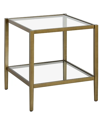 Hudson & Canal Hera 20" Wide Square Side Table with Glass Shelf