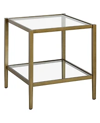 Hudson & Canal Hera 20" Wide Square Side Table with Glass Shelf