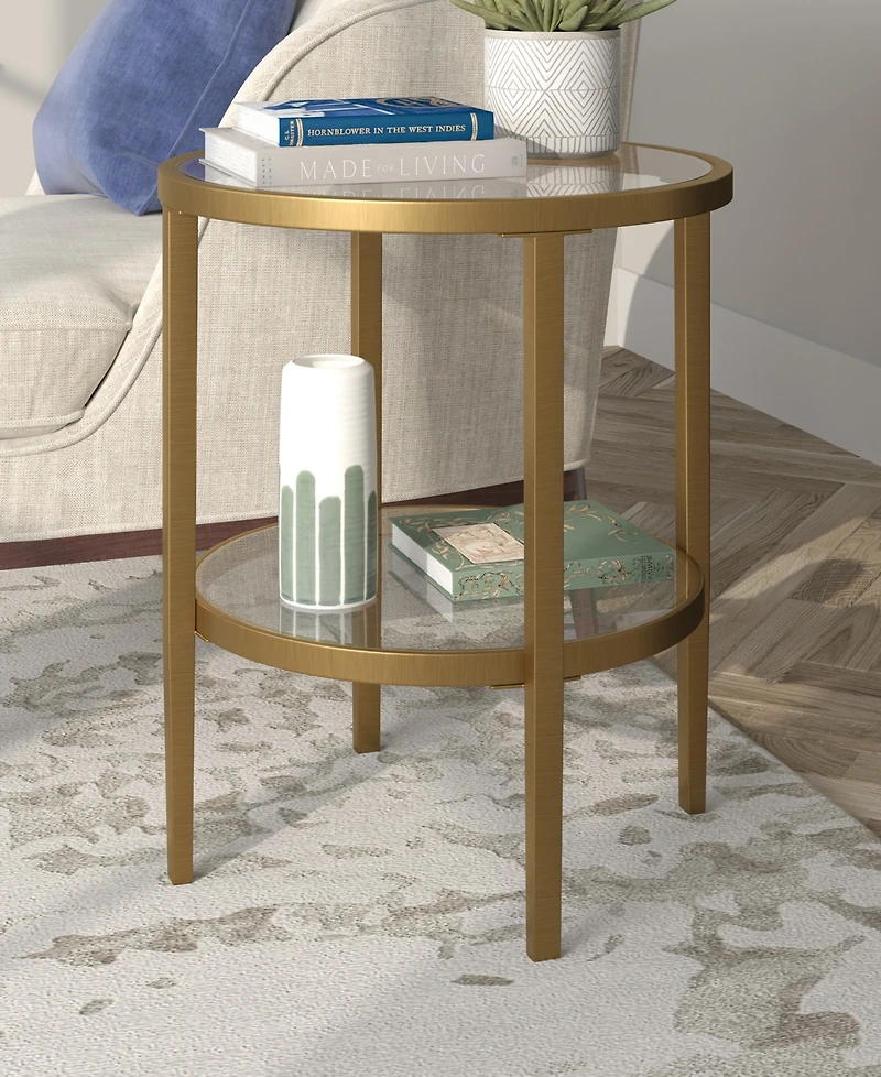 Hudson & Canal Hera 20" Wide Round Side Table with Glass Shelf