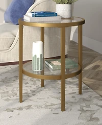 Hudson & Canal Hera 20" Wide Round Side Table with Glass Shelf