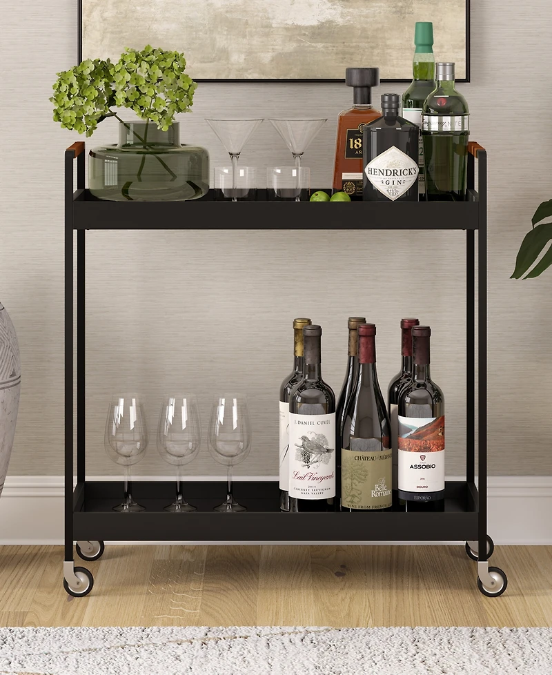 Hudson & Canal Riyo 33" Wide Rectangular Bar Cart