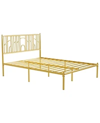 Streamdale Furniture Metal Steel Platform Bed Frame with Iron-art Headboard (Queen Size)