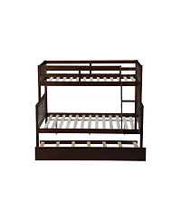 Streamdale Furniture Twin over Full Bunk Bed with Trundle and Ladder, Espresso
