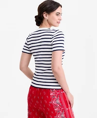 On 34th Women's Crochet-Trim Striped T-Shirt, Macy's Exclusive