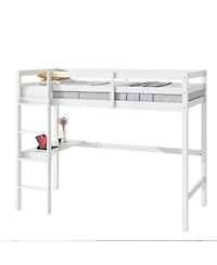 Streamdale Furniture Streamdale Twin High Loft Bed, Rubber Wood Loft Bed with Safety Guardrail, built-in desk, ladder