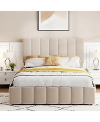 Streamdale Furniture Full Upholstered Platform bed with a Hydraulic Storage System
