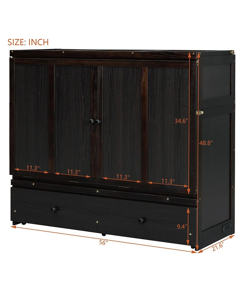 Streamdale Furniture Full Murphy Bed with Usb Port and a Large Drawer