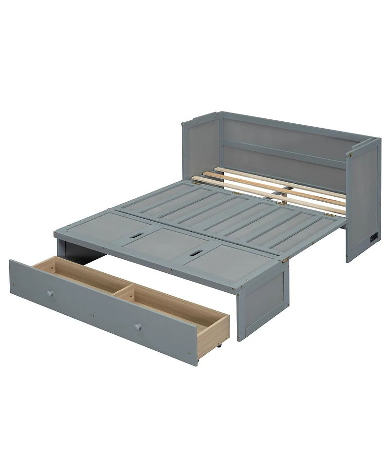 Streamdale Furniture Full Murphy Bed with Usb Port and a Large Drawer