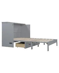 Streamdale Furniture Queen Size Murphy Bed with Large Drawers, Gray
