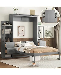 Streamdale Furniture Murphy Bed Wall With Shelves, Drawers Led