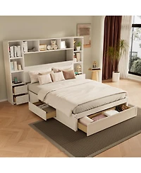 Streamdale Furniture Pine Platform Bed with Storage & Charging