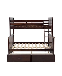 Streamdale Furniture Twin Over Full Bunk Bed with Storage - Espresso