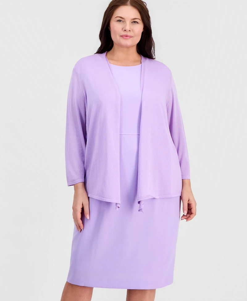 Kasper Plus Open-Front A-Line Cardigan