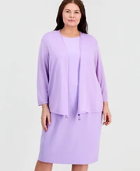 Kasper Plus Open-Front A-Line Cardigan
