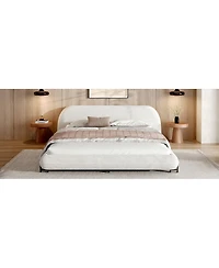 Streamdale Furniture Upholstered Bed Frame with Boucle Fabric and Steel Legs